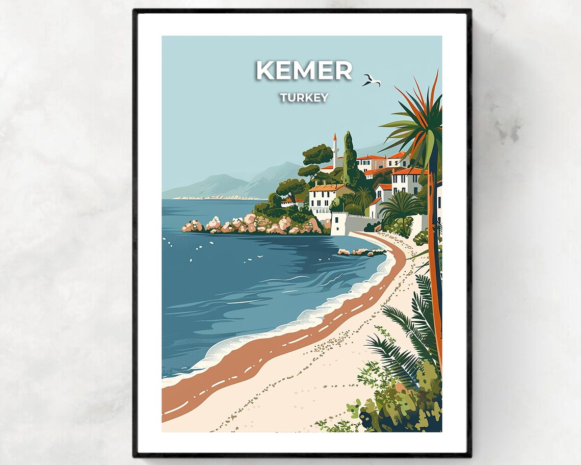 Kemer Travel Print Wall Art Kemer Turkey City Print Kemer Travel Gift Kemer City Poster Travel Gift Wedding Gift