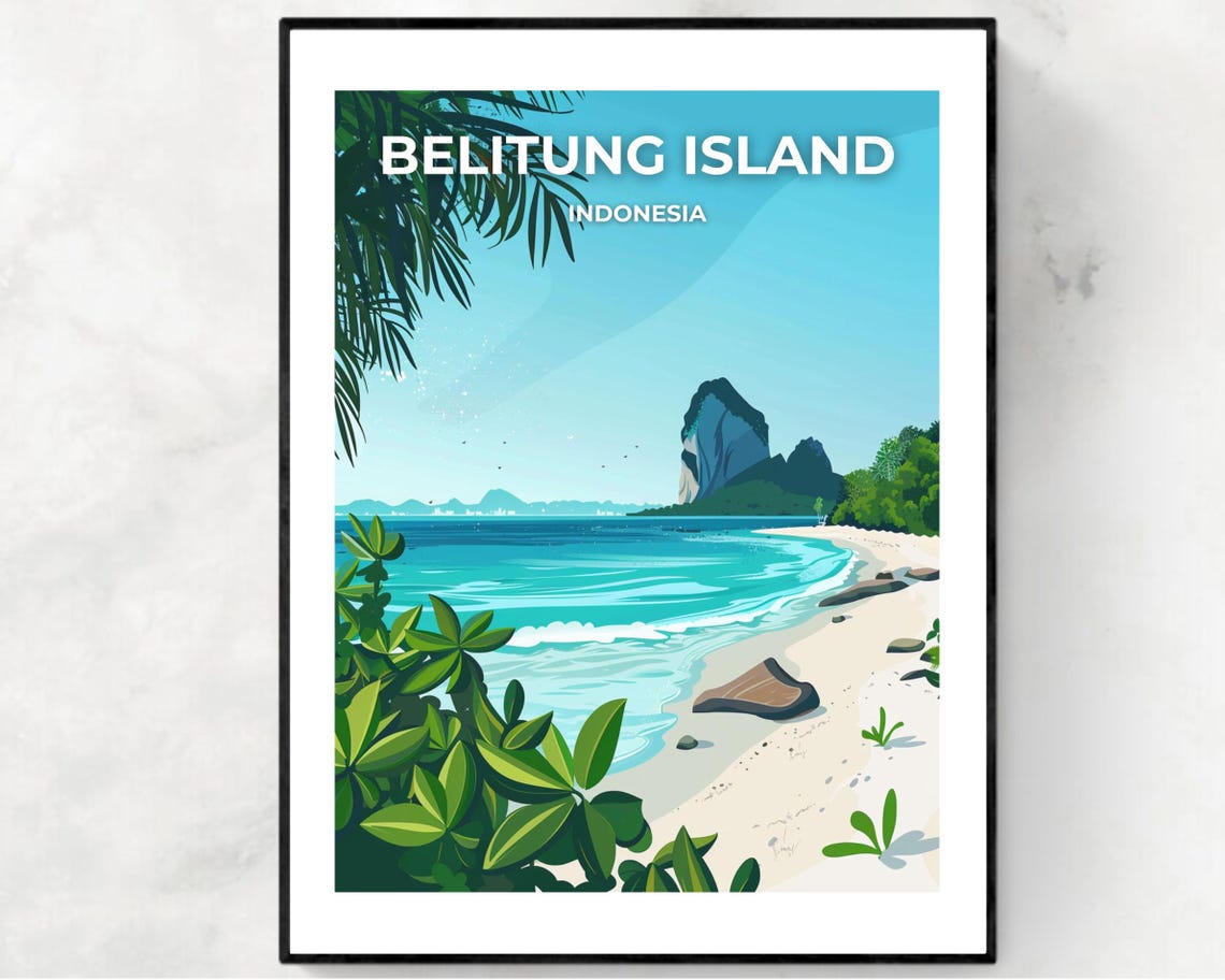 Belitung Island Indonesia Palm Beach Cove Daytime Scene Poster