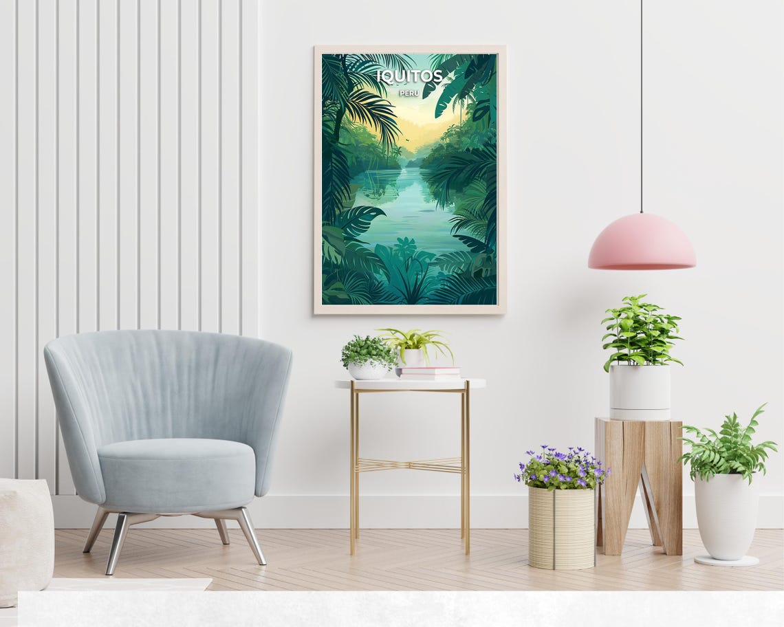 Iquitos Peru Amazon River Through Jungle Canopy Vintage Travel Poster - Image 2