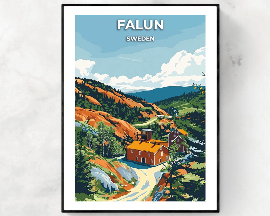 Falun Copper Mine Travel Print Wall Art Falun Sweden City Print Falun Copper Mine Travel Gift Falun Copper Mine Poster Travel Gift