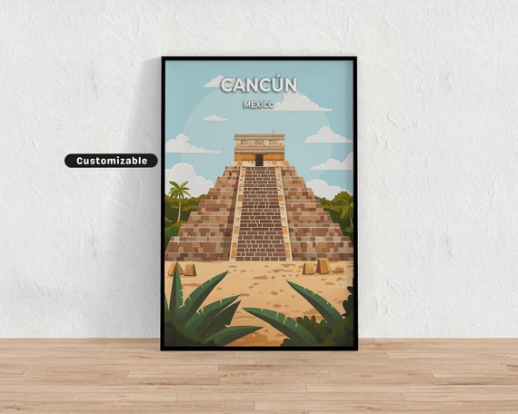 Cancn Mexico Travel Poster Custom Wall Art