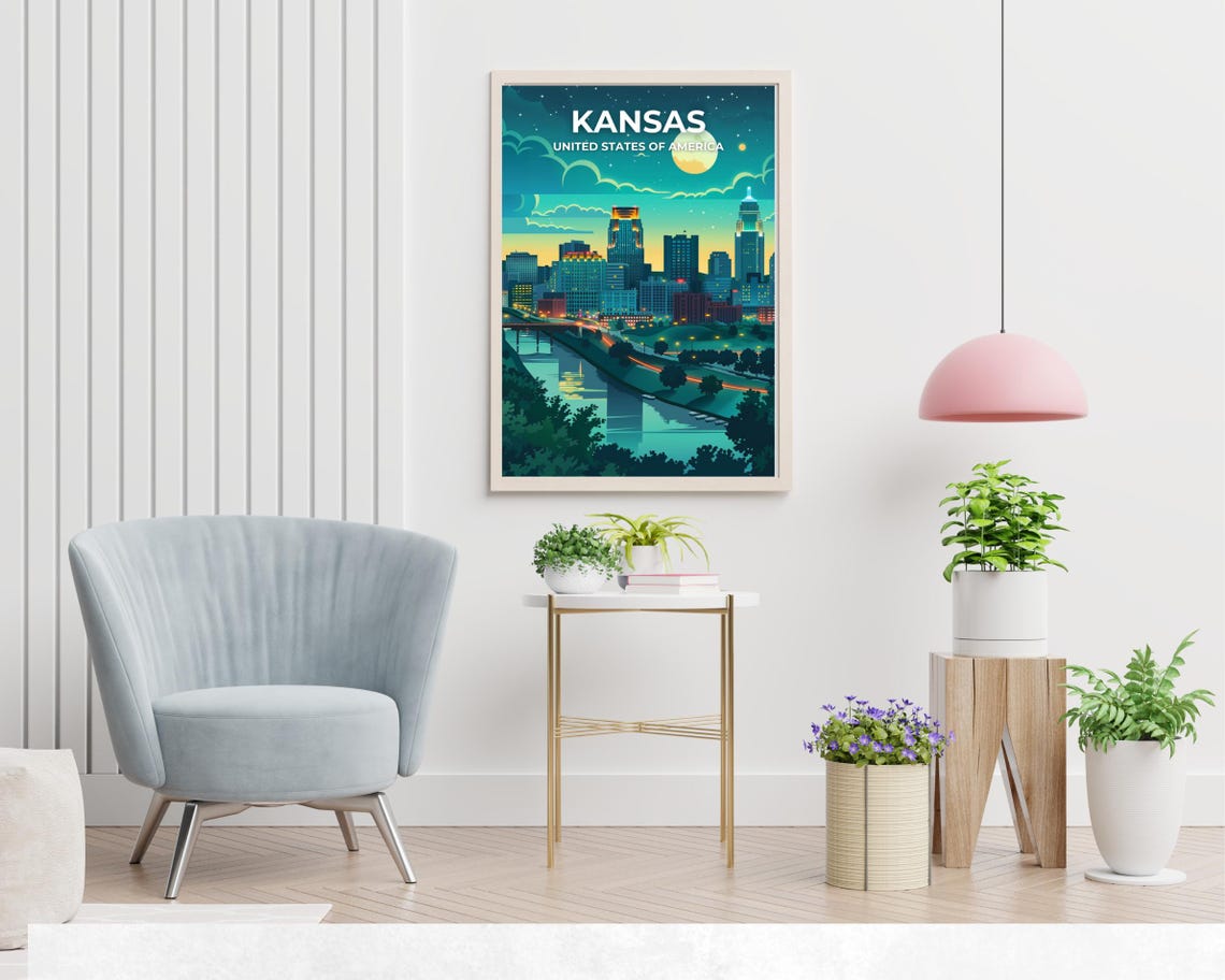 Kansas City United States Travel Print Wall Art Kansas City United States City Print Kansas City United States Travel Gift Wall Art - Image 2