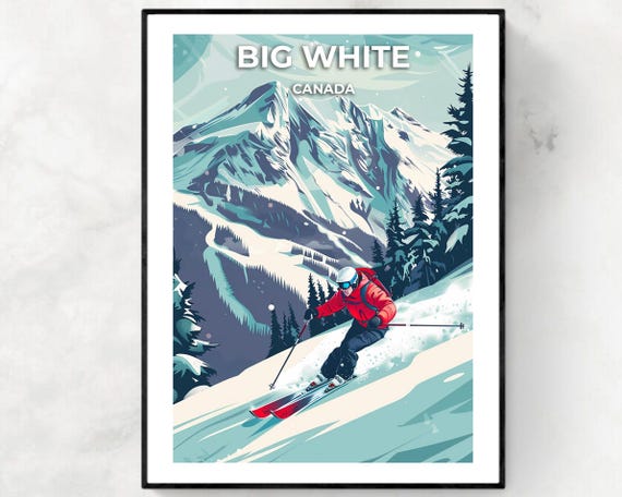 Big White Travel Print Big White Ski Poster Canada Ski Poster Big White Ski Resort Print