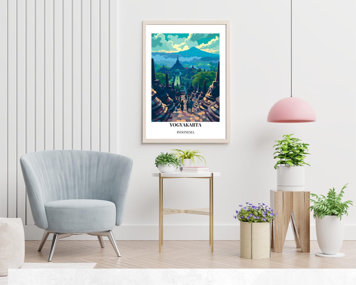 Borobudur Temple Travel Print Wall Art Yogyakarta Indonesia City Print Borobudur Temple Travel Gift Borobudur Temple Poster Wall Art - Image 2