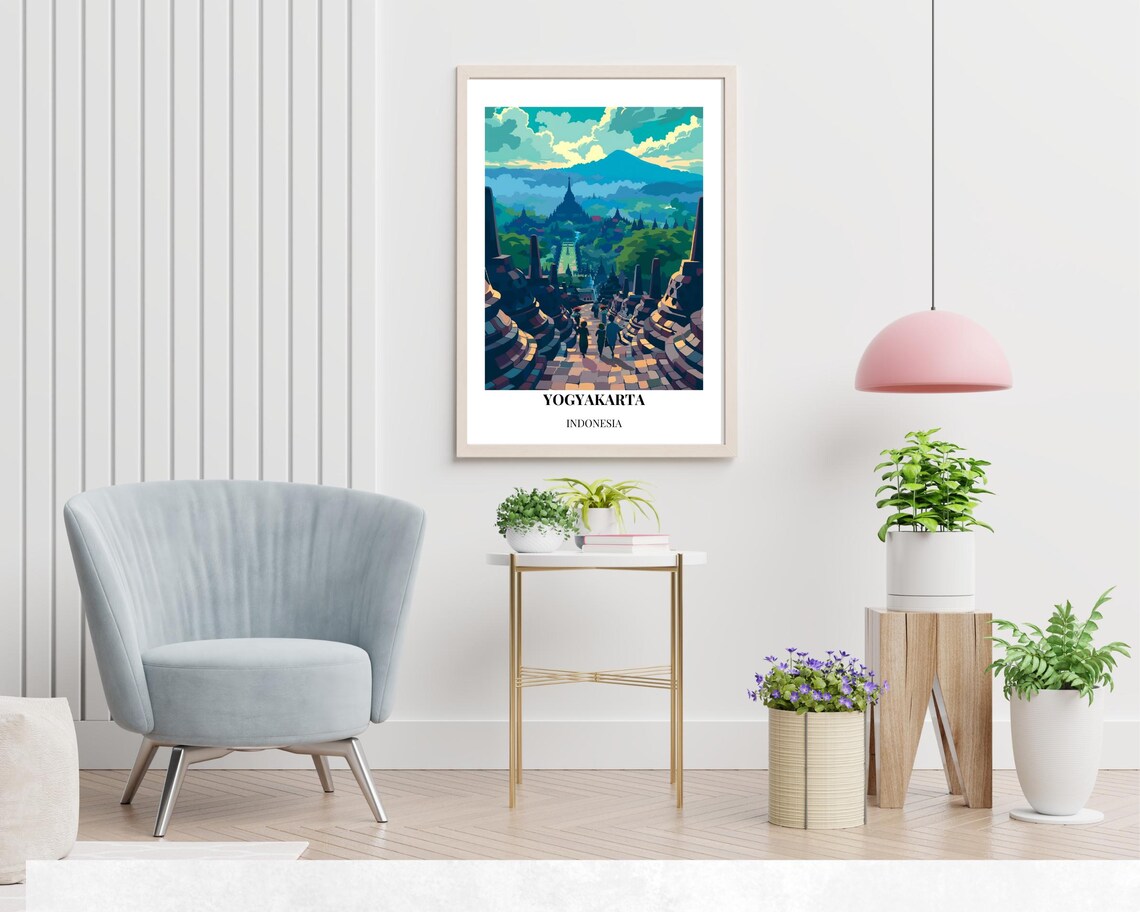 Borobudur Temple Yogyakarta Indonesia Sunrise Stupa Travel Poster - Image 2