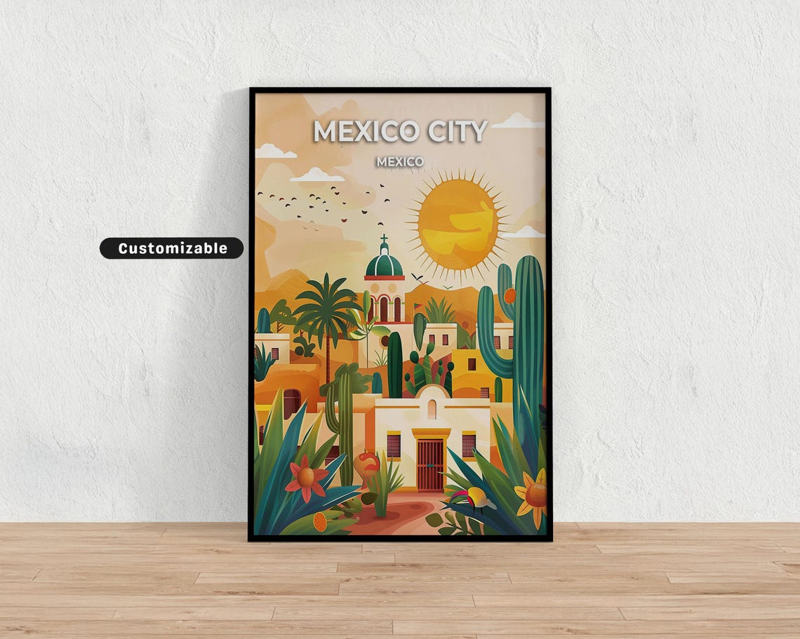 Mexico City Travel Poster Custom Wall Art