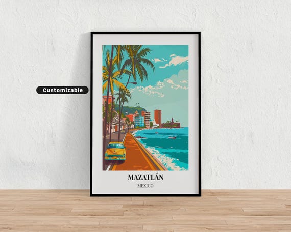 Mazatln Mexico Travel Poster Custom Wall Art