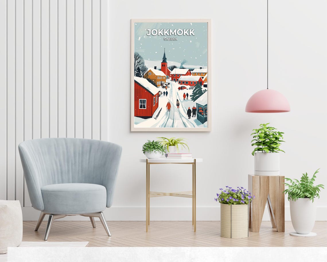 Jokkmokk Winter Market Travel Print Wall Art Jokkmokk Sweden City Print Jokkmokk Winter Market Travel Gift Wall Art - Image 2