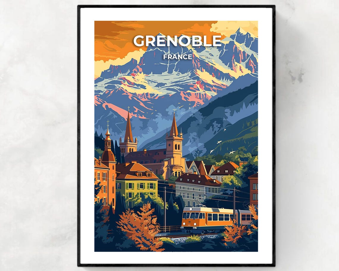 Grenoble France Travel Print Wall Art Grenoble France City Print Grenoble France Travel Gift Grenoble France Poster Travel Gift