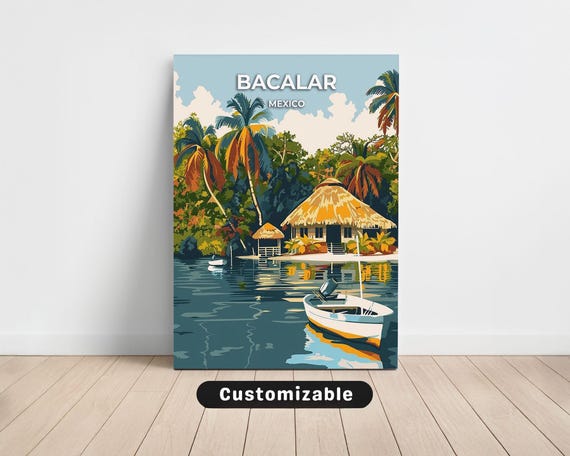 Bacalar Mexico Travel Canvas Poster Custom Wall Art