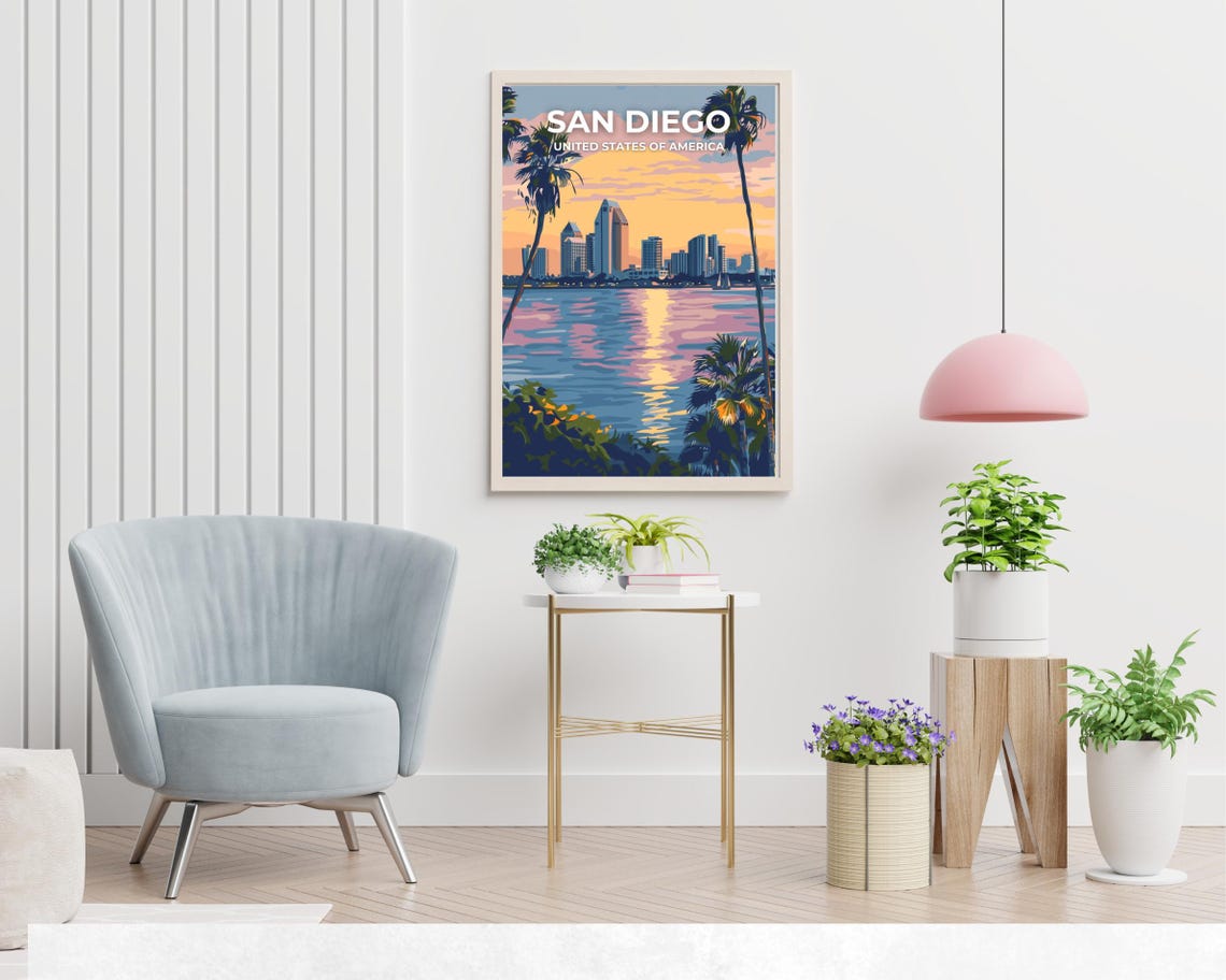 San Diego City Print San Diego Travel Poster California Travel Gift San Diego California Poster San Diego Gift - Image 2