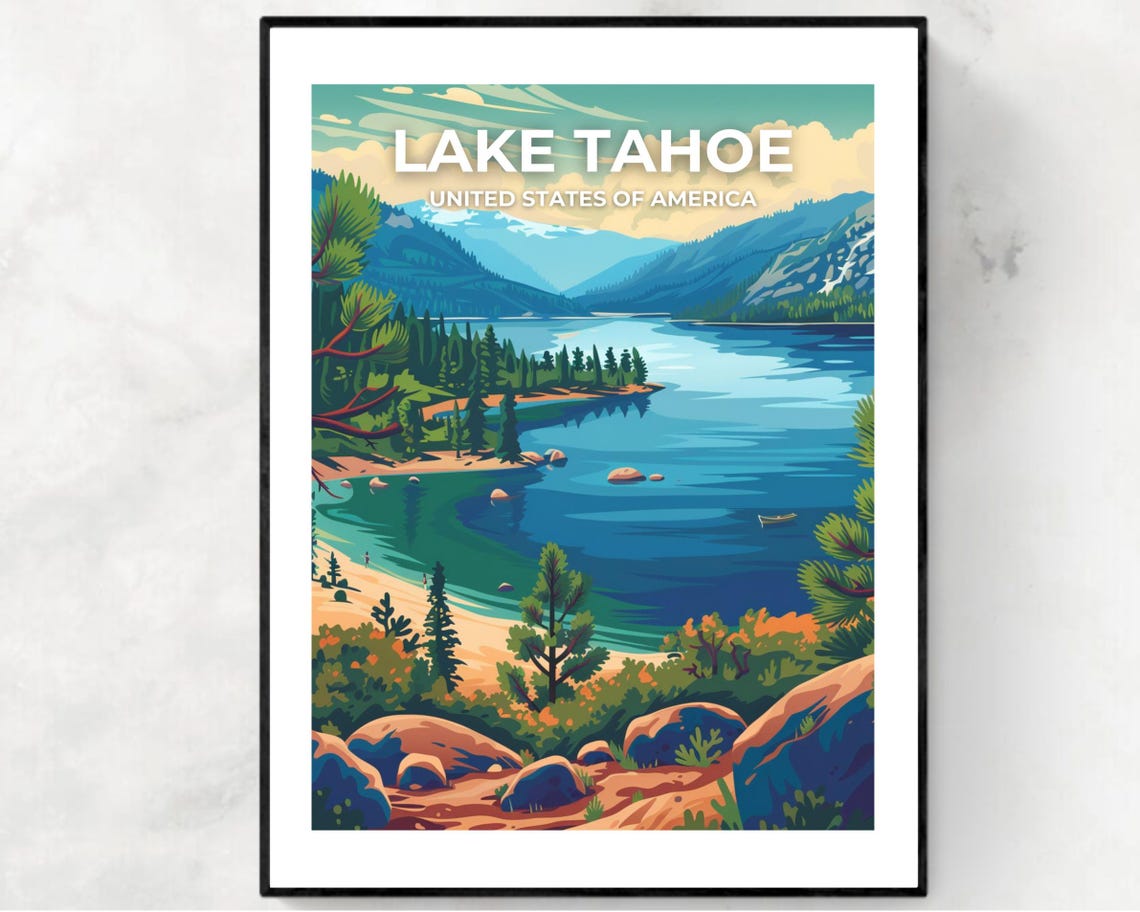 Lake Tahoe National Park Travel Print Wall Art Lake Tahoe National Park City Print Lake Tahoe National Park Travel Gift Lake Tahoe