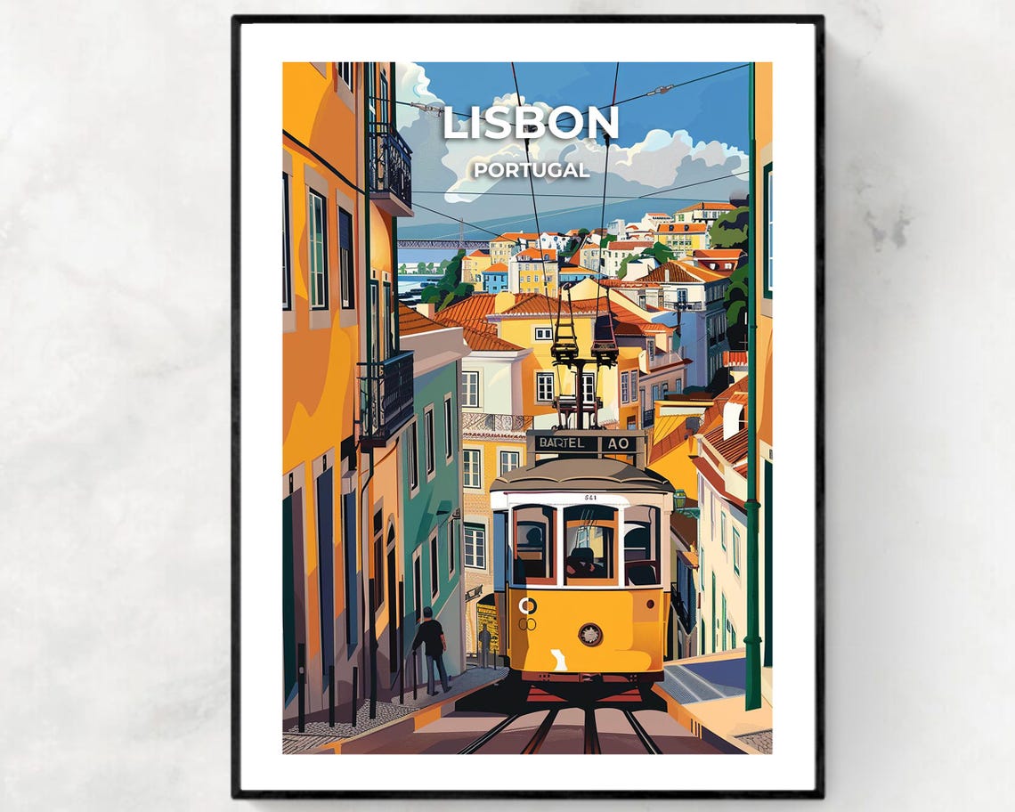 Lisbon Travel Print Wall Art Lisbon Portugal City Print Lisbon Travel Gift Lisbon City Poster Travel Gift Wall Art