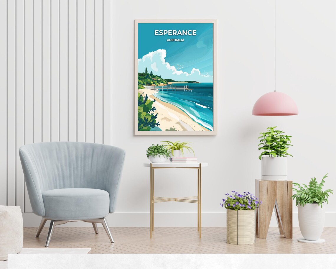 Esperance Australia Wooden Pier Turquoise Bay Beach Travel Poster - Image 2