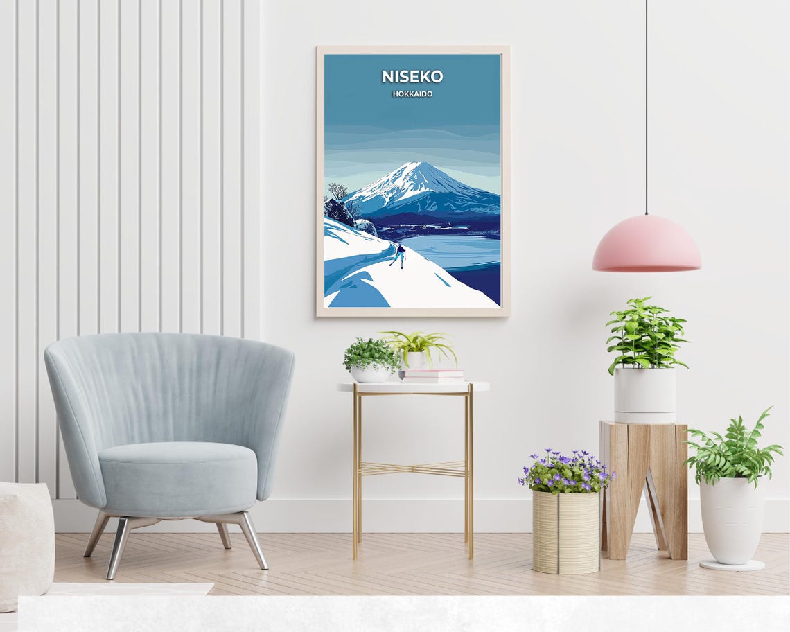 Niseko Hokkaido Japan Powder Skiing Volcano View Travel Poster - Image 2