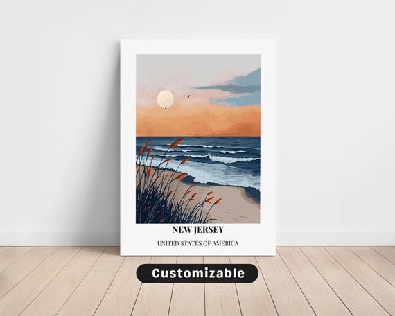 New Jersey Usa Travel Canvas Poster Custom Wall Art