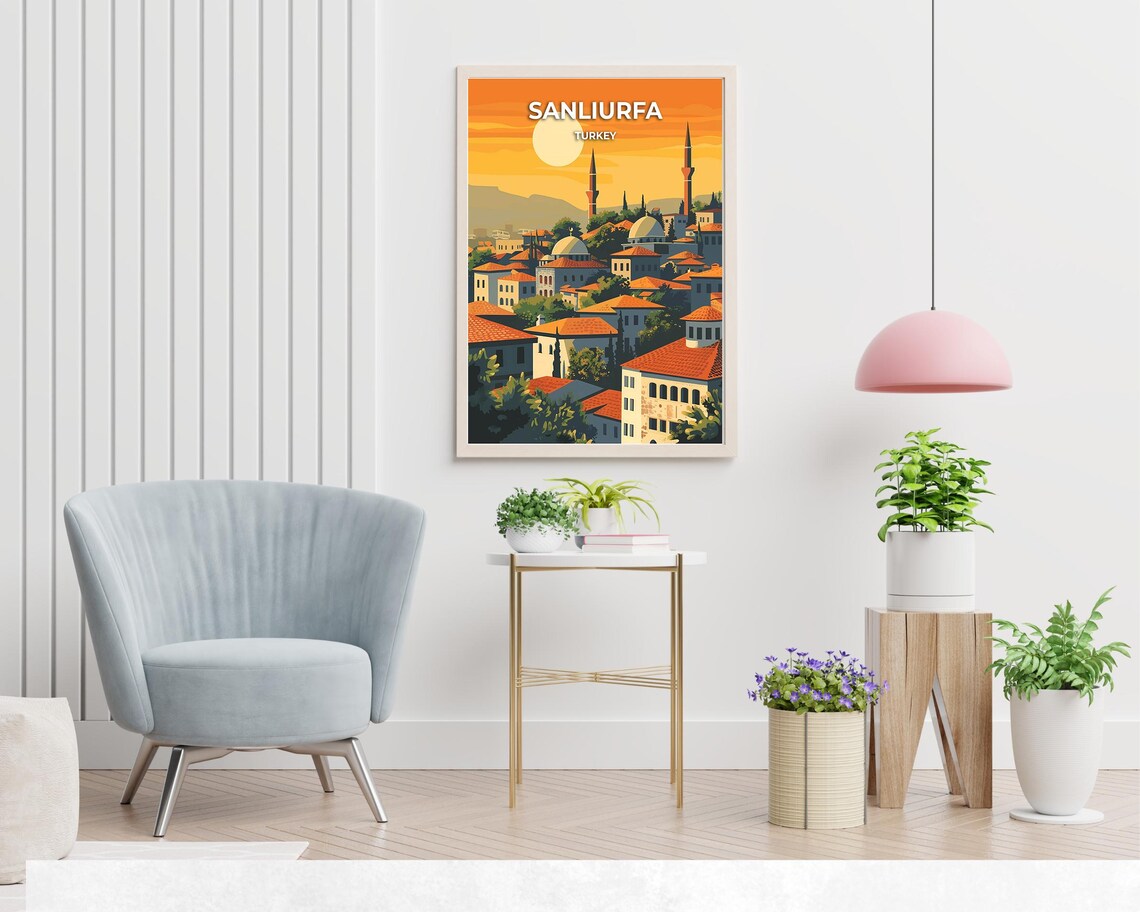 Sanliurfa Turkey Ancient Old Town Sunset Vintage Travel Poster - Image 2