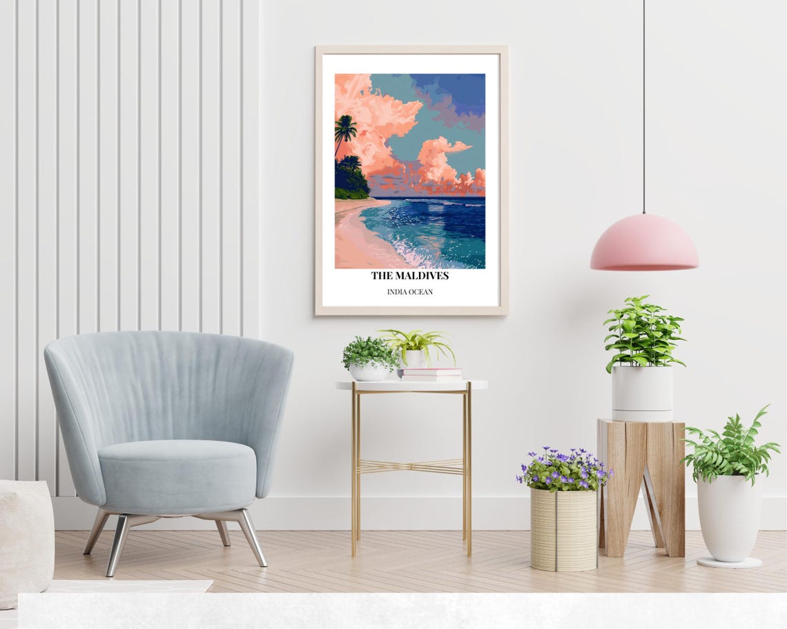 The Maldives Indian Ocean Travel Print Wall Art The Maldives Indian Ocean City Print The Maldives Indian Ocean Travel Gift Wall Art - Image 2
