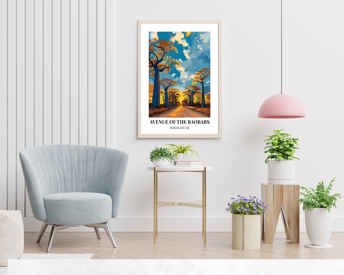 Avenue of the Baobabs Madagascar Daytime Road Tall Trees Poster - Image 2