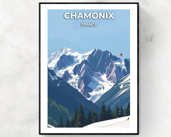 Chamonix Travel Print Chamonix Ski Poster France Ski Poster Chamonix Ski Resort Print