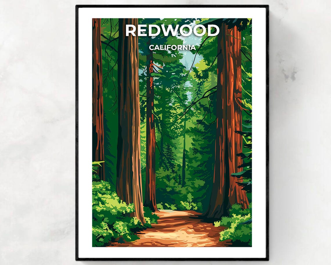 Redwood National Park California Travel Print Wall Art Redwood National Park California City Print Redwood National Park Travel Gift