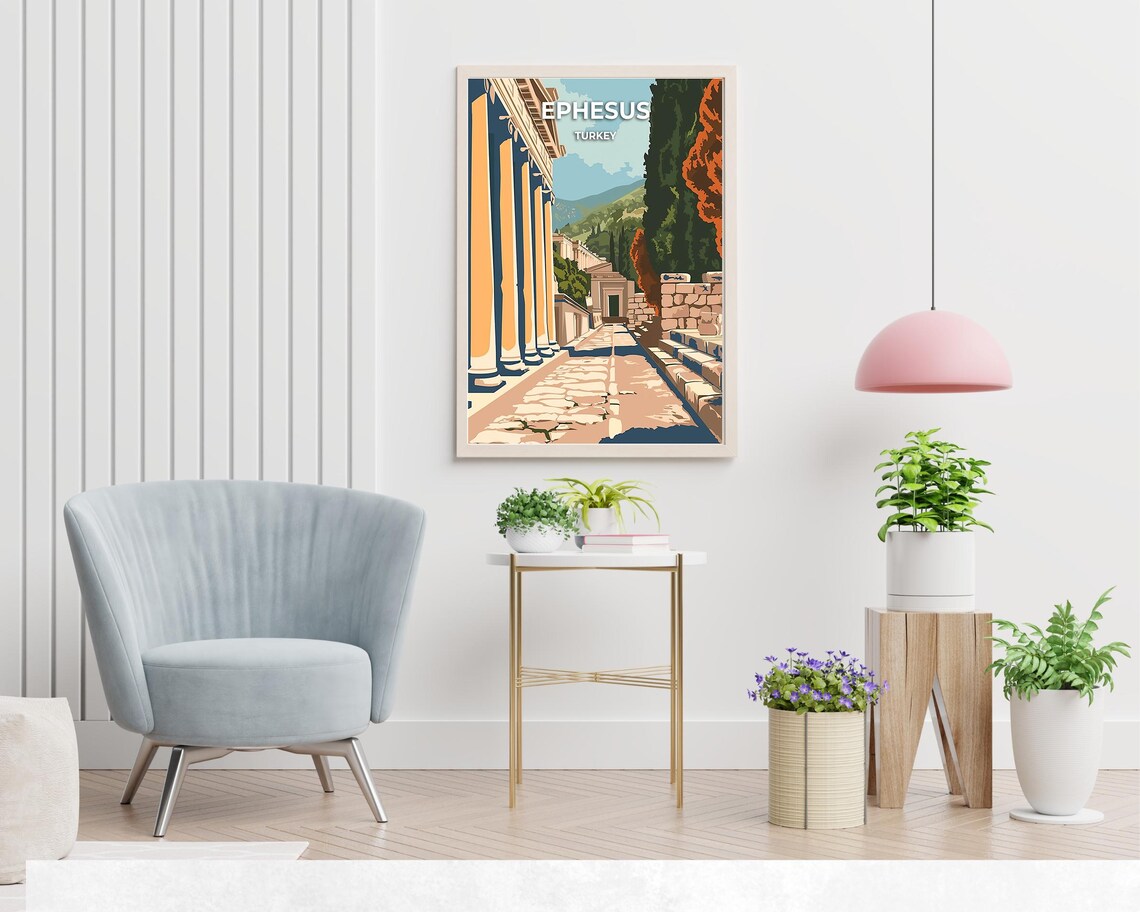 Ephesus Turkey Ancient Ruins Columns and Marble Street Travel Poster - Image 2