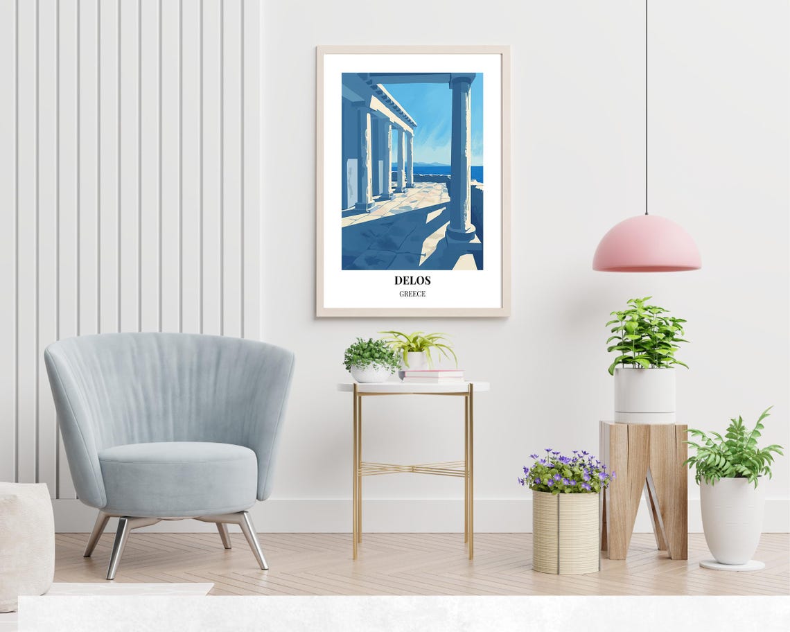 Delos Greece Blue Marble Colonnade Overlooking Aegean Poster - Image 2