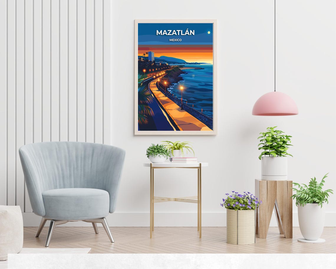 Mazatlán Mexico Sunset Pacific Malecón Boardwalk Dusk Travel Poster - Image 2