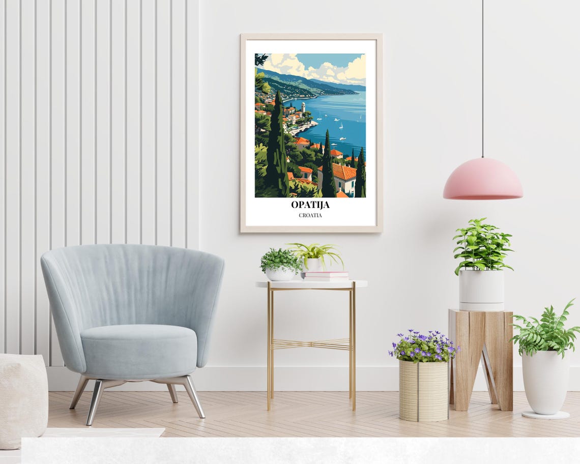 Opatija Croatia Travel Print Wall Art Opatija Croatia City Print Lungomare Promenade Travel Gift Lungomare Promenade Poster - Image 2