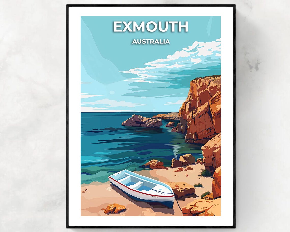 Exmouth Travel Print Wall Art Exmouth Australia City Print Exmouth Travel Gift Exmouth City Poster Travel Gift