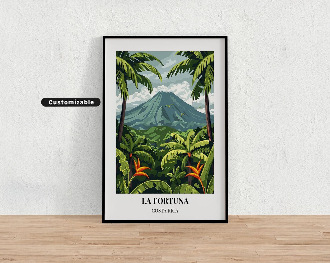 La Fortuna Costa Rica Arenal Volcano Jungle Custom Travel Poster