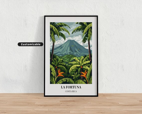 La Fortuna Costa Rica Arenal Volcano Jungle Custom Travel Poster