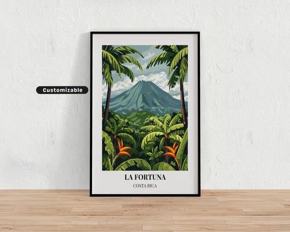 La Fortuna Costa Rica Travel Poster Custom Wall Art