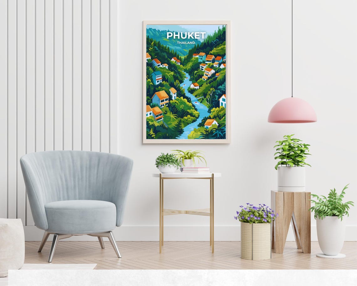 Phuket Thailand Hillside Village River Lush Green Travel Poster - Image 2