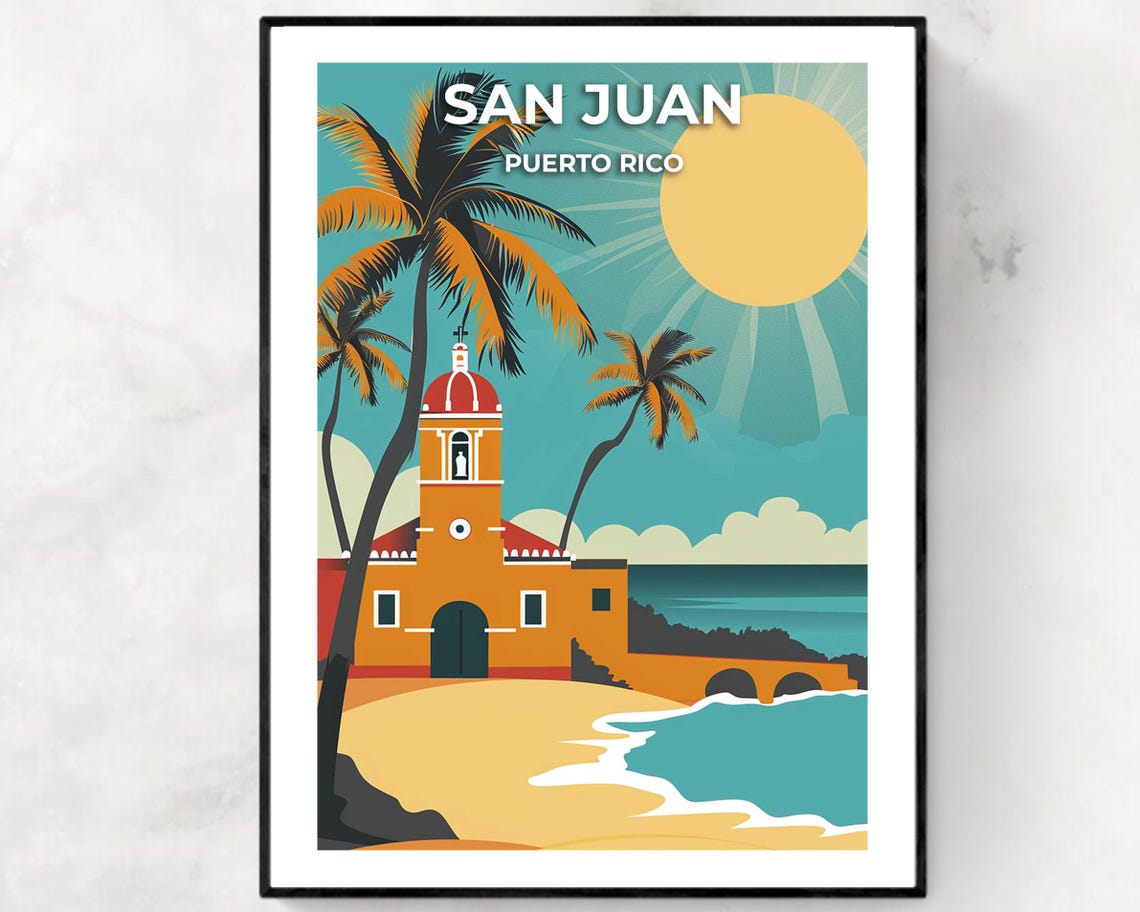 Old San Juan Travel Print Wall Art San Juan Puerto Rico City Print Old San Juan Travel Gift Old San Juan Poster