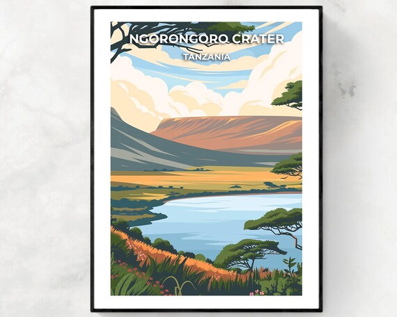 Ngorongoro Crater Tanzania Travel Wall Art Poster Print