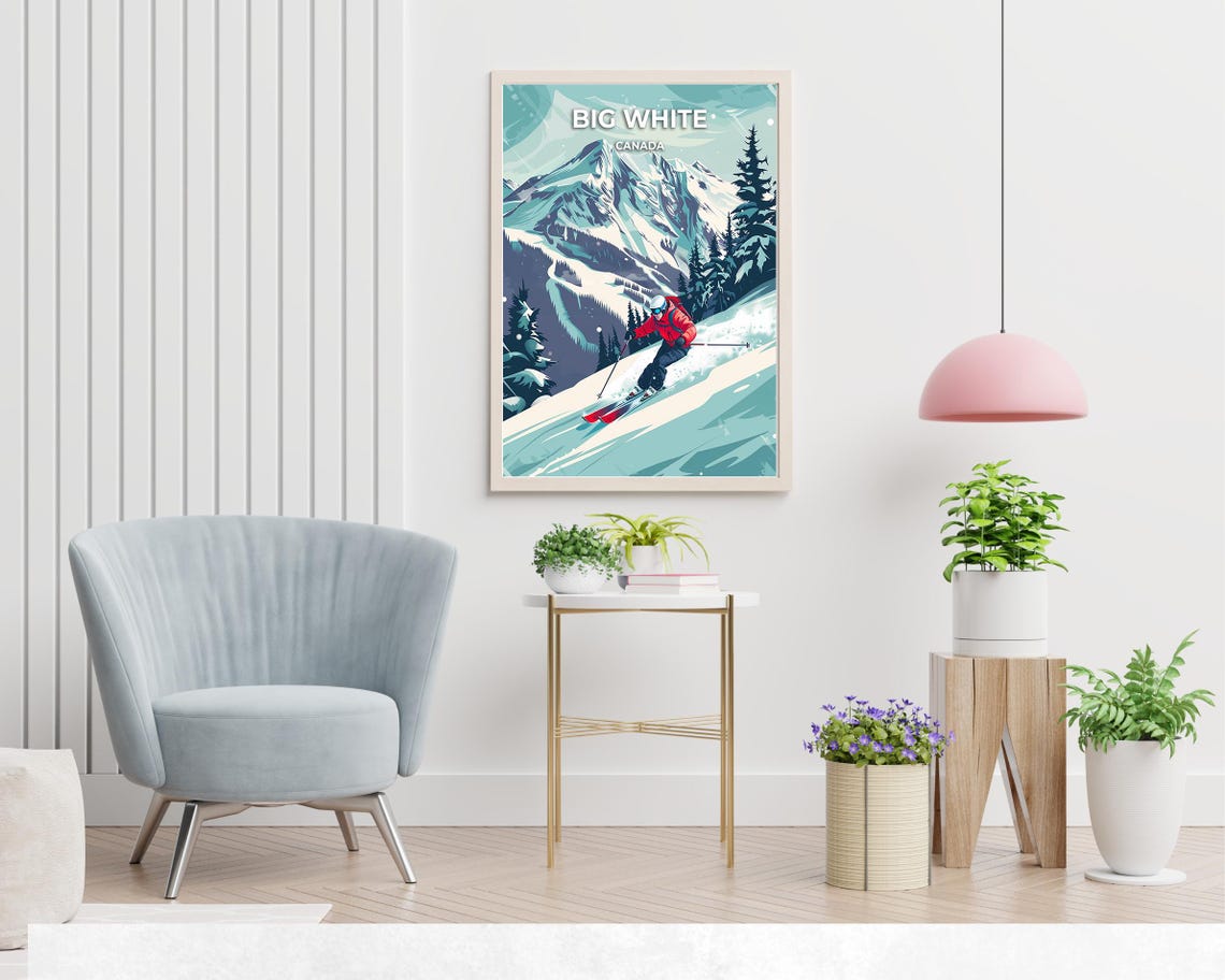 Big White Canada Fresh Powder Turn Tall Icy Summit View Poster - Image 2