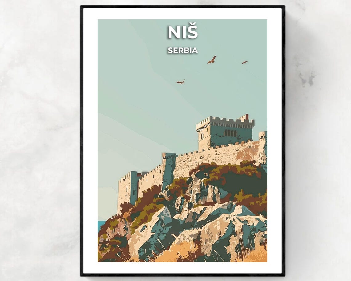 Nis Ancient Fortress Walls on Sunbaked Rocky Hill Serbia Poster