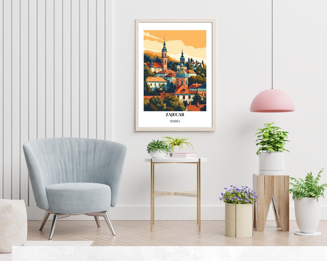 Zajecar Serbia Old Town Church Domes Autumn Hills Travel Poster - Image 2