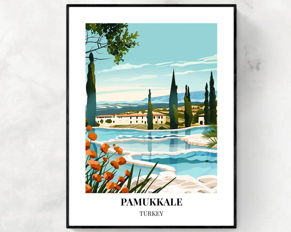 Pamukkale Travel Print Wall Art Pamukkale Turkey City Print Pamukkale Travel Gift Pamukkale City Poster Travel Gift