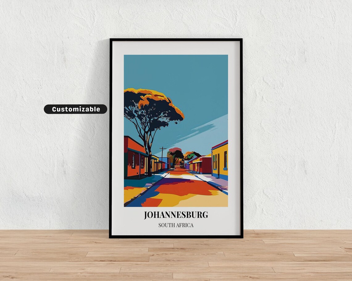 Johannesburg South Africa Colorful Street Scene Travel Poster