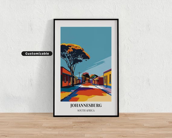 Johannesburg South Africa Travel Poster Custom Wall Art