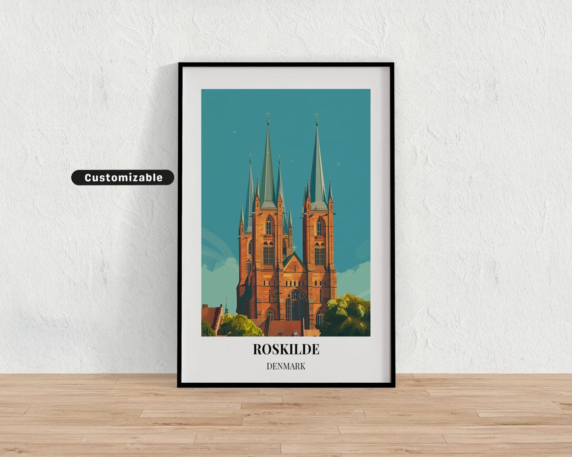 Roskilde Cathedral Denmark Historic Brick Church Travel Poster