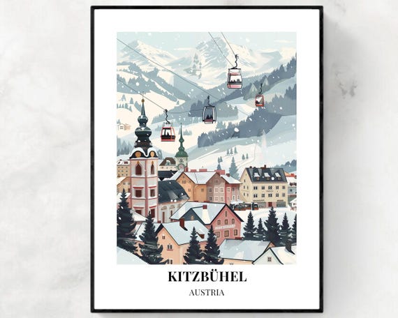 Kitzbuhel Travel Print Kitzbuhel Ski Poster Austria Ski Poster Kitzbuhel Ski Resort Print