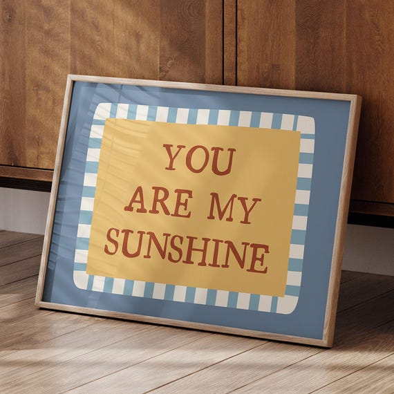 You Are My Sunshine Print Colorful Nursery Decor Digital Download Horizontal