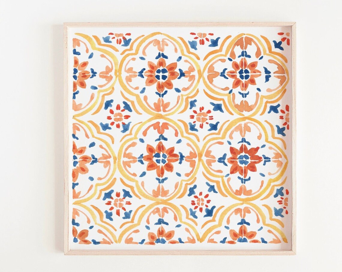 Red And Yellow Tile - Pattern Art