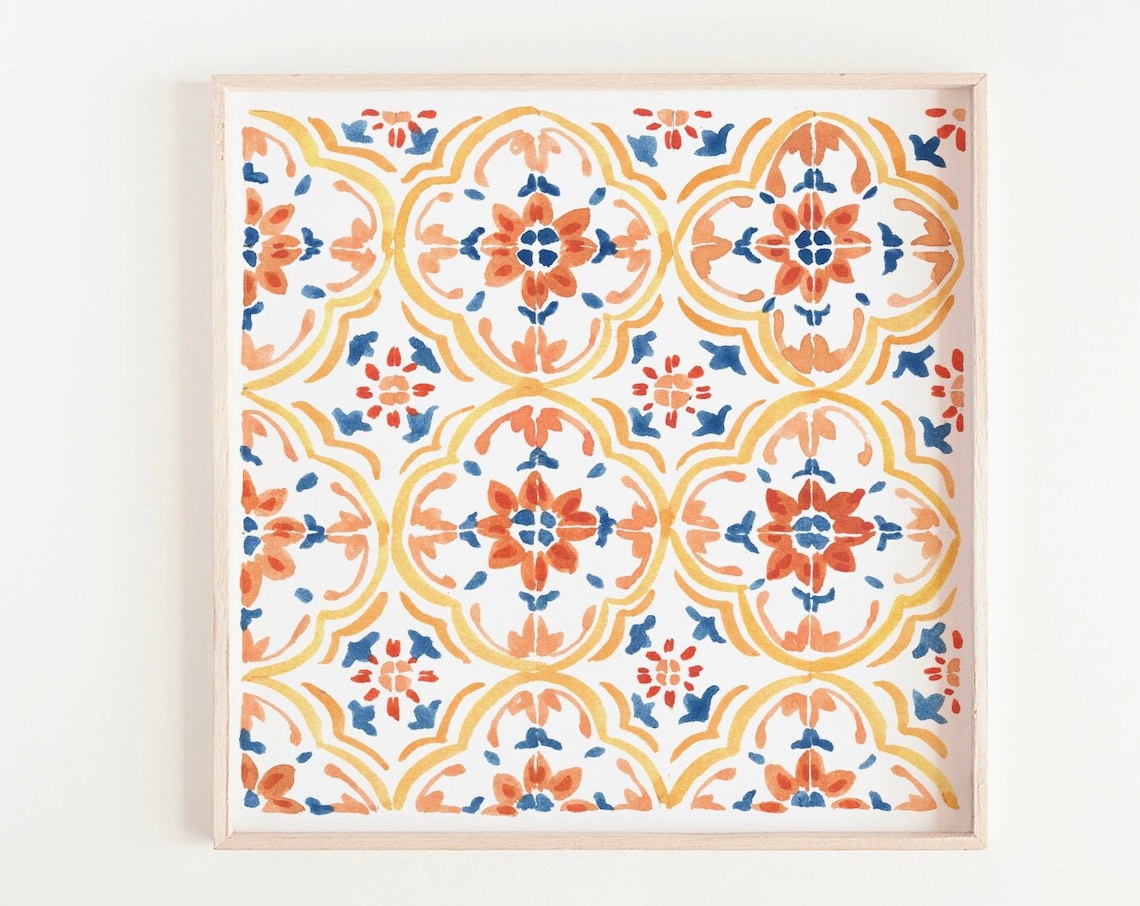 Square Tile Print, Italian Tile Pattern Art Print