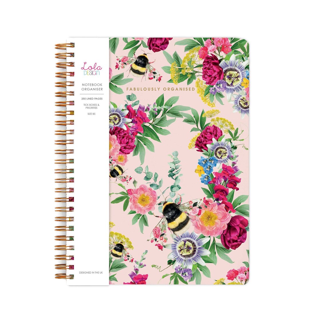 Pink Bee Organiser Notebook By Lola Design