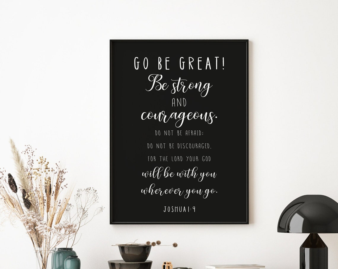 Be Strong And Courageous Wood Sign Joshua 1 9 Sign Christian Home Decor Religious Gifts Scripture Wall Art Bible Scripture Art