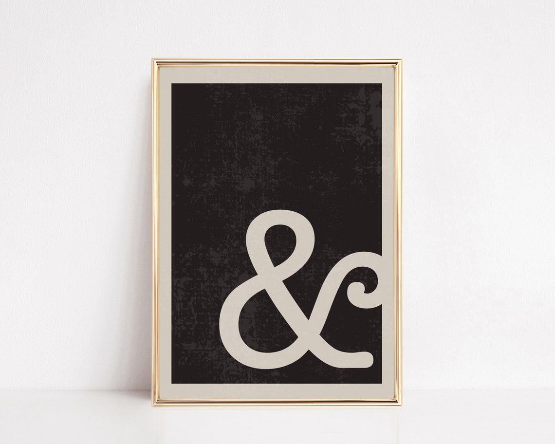 Oversized Ampersand Midcentury Sign Poster In Black And Cream